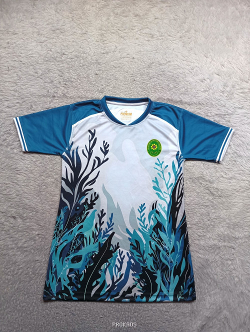 Jersey Biru dengan Motif Bawah Laut dan Logo Organisasi - Jersey Custom PROKAOS