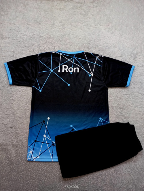 Jersey BNI Hitam dengan Motif Jaring Biru dan Logo Garuda - Gambar 2