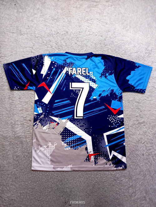 Jersey Bola Biru Navy Motif Abstrak & Lambang Garuda - Gambar 2