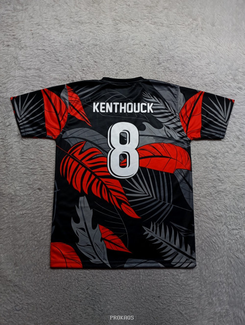 Jersey Bola Motif Daun Merah-Abu-Abu, Logo Garuda Indonesia - Gambar 2