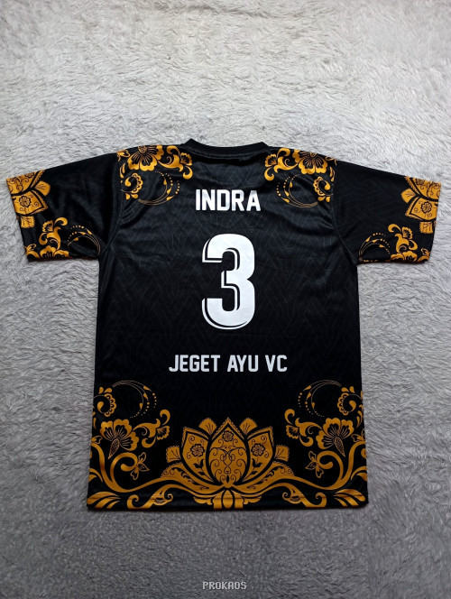 Jersey Bola Voli Hitam dengan Ornamen Emas & Motif Batik - Gambar 2