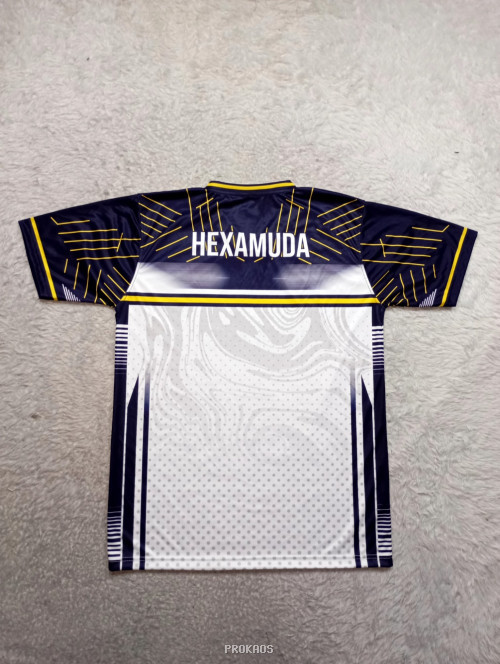 Jersey Bola Voli: Kombinasi Navy, Putih, & Detail Geometris - Gambar 2