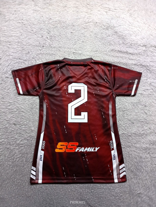 Jersey Bola Voli Merah Marun: SS Family Nomor 2 - Gambar 2