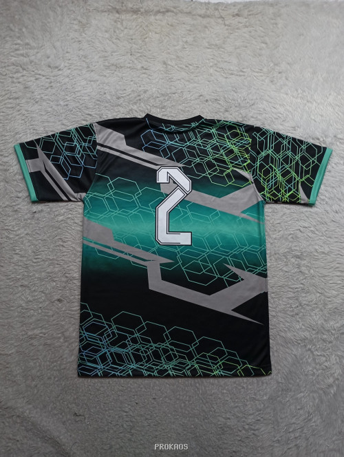 Jersey Bola Voli PORGAB dengan Desain Geometris Hijau-Hitam - Gambar 2