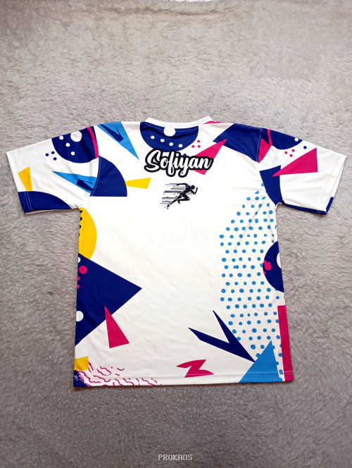 Jersey Fun Run Putih dengan Desain Abstrak - Gambar 2
