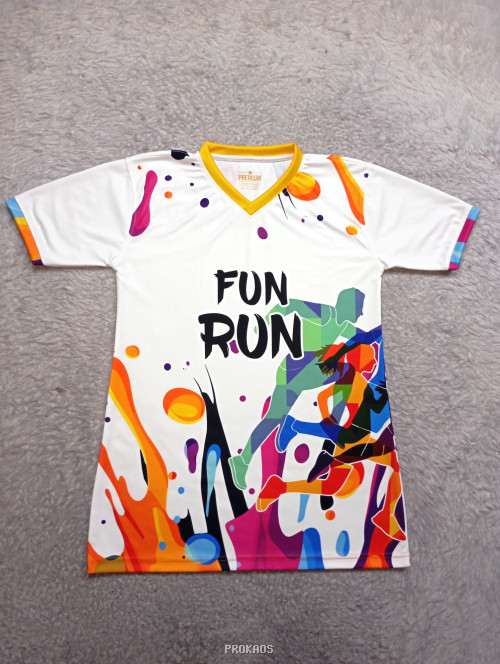 Jersey Fun Run Putih: Desain Meriah dan Berenergi - Jersey Custom PROKAOS
