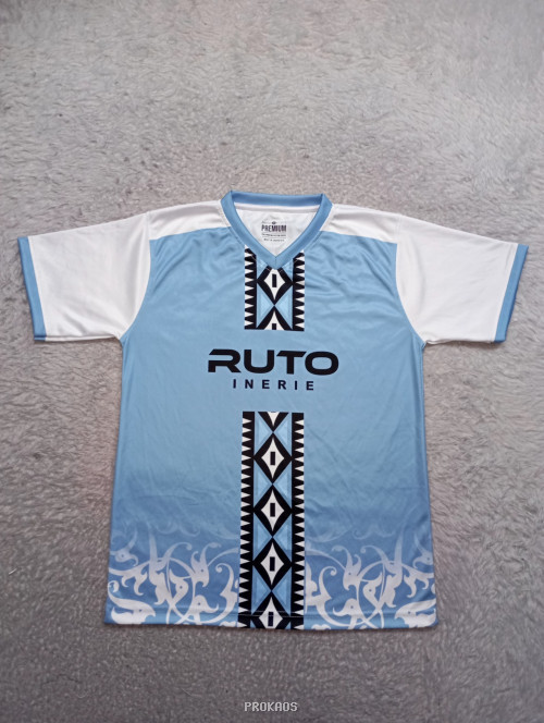 Jersey Futsal Motif Etnik : Biru Muda, Putih - Jersey Custom PROKAOS