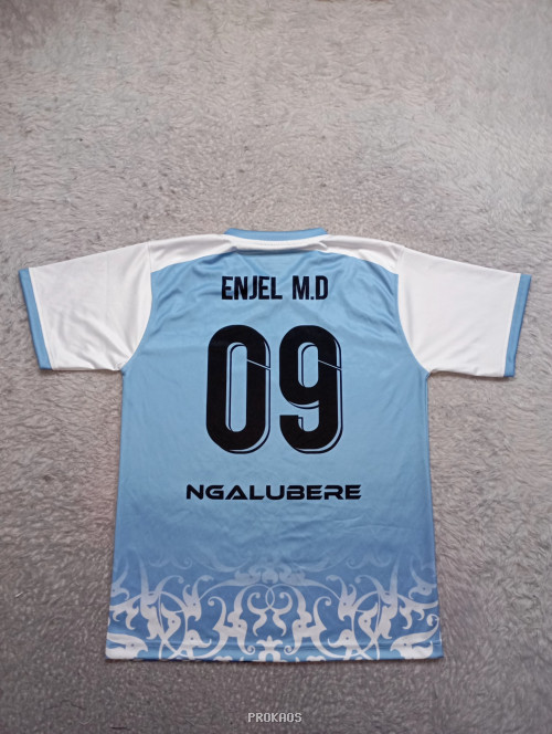 Jersey Futsal Motif Etnik : Biru Muda, Putih - Gambar 2
