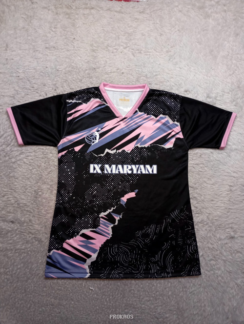 Jersey Hitam IX MARYAM dengan Desain Abstrak & Pink - Jersey Custom PROKAOS