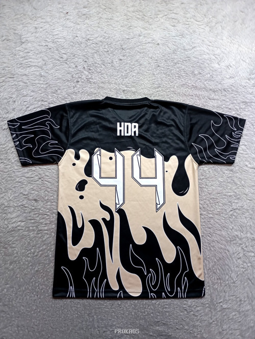 Jersey Hitam Motif Api dengan Logo Spotify - Gambar 2