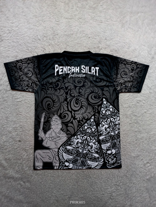 Jersey Hitam Motif Ukir dengan Lambang Garuda dan Tokoh - Gambar 2
