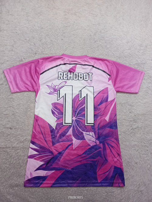 Jersey ILWAKI Floral: Kombinasi Merah Muda & Ungu - Gambar 2