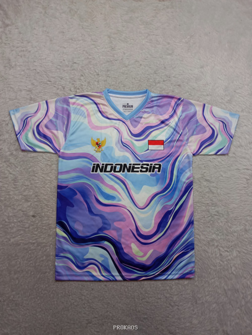 Jersey Indonesia dengan Motif Abstrak Gelombang Warna-warni - Jersey Custom PROKAOS