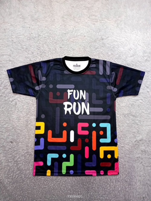 Kaos Fun Run Warna Hitam dengan Desain Modern - Jersey Custom PROKAOS