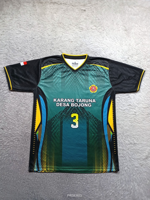 Jersey Karang Taruna Desa Bojong: Hijau, Hitam, dan Kuning - Jersey Custom PROKAOS