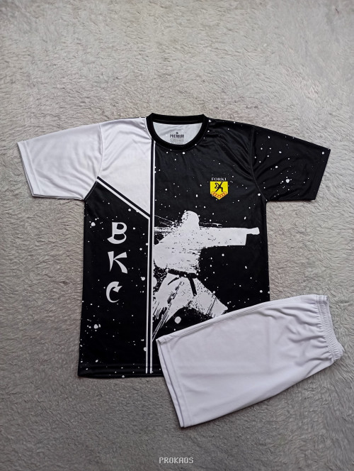 Jersey Karate BKC: Kombinasi Hitam-Putih dengan Desain Dinamis - Jersey Custom PROKAOS