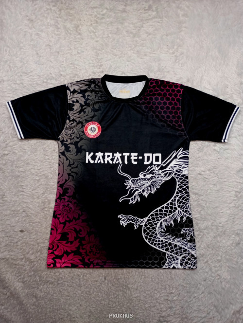 Jersey Karate-Do Hitam: Naga, Logo, dan Motif Bunga - Jersey Custom PROKAOS