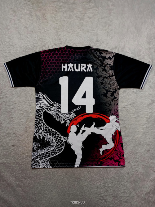 Jersey Karate-Do Hitam: Naga, Logo, dan Motif Bunga - Gambar 2