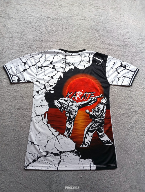 Jersey Karate Putih-Hitam dengan Desain Ilustrasi Dinamis - Gambar 2