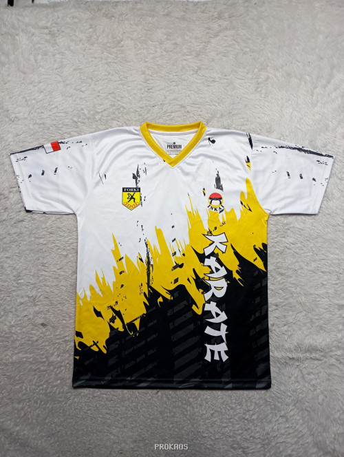 Jersey Karate Putih-Hitam-Kuning: FORKI dan INKAI - Jersey Custom PROKAOS