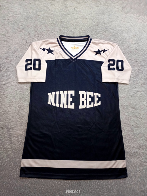 Jersey Kelas Nine Bee : Biru Tua, Krem - Gambar 3