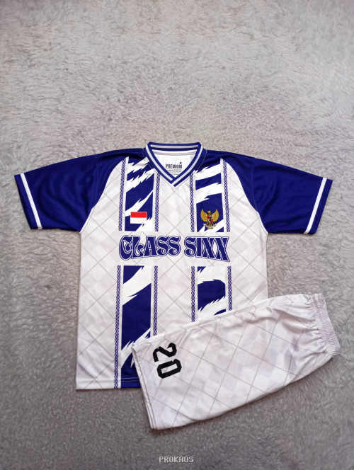 Jersey Kelas Class Sixx : Putih Biru - Jersey Custom PROKAOS