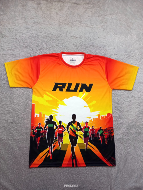 Jersey Lari dengan Desain Sunset & Siluet Pelari - Jersey Custom PROKAOS