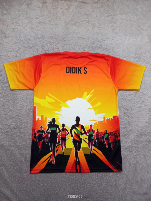 Jersey Lari dengan Desain Sunset & Siluet Pelari - Gambar 2