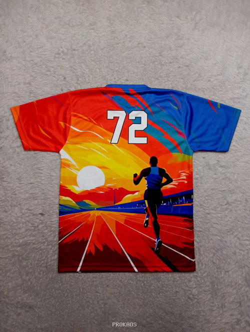 Jersey Lari Desain Sunset dengan Siluet Pelari - Gambar 2