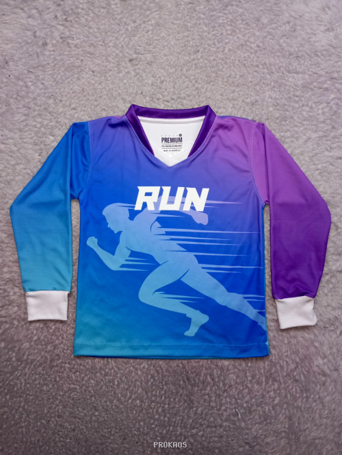 Jersey Lari Lengan Pendek dan Panjang Gradasi Biru Ungu - Gambar 3