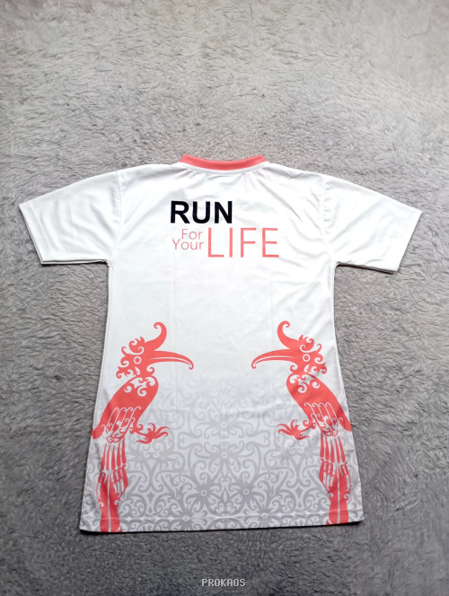 Jersey Lari Putih dengan Desain Burung Merah & Motif Unik - Gambar 2