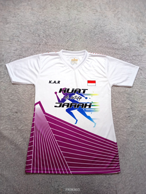 Jersey Lari Putih dengan Desain Garis Abstrak - Jersey Custom PROKAOS