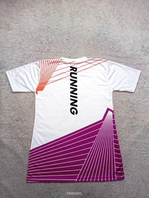 Jersey Lari Putih dengan Desain Garis Abstrak - Gambar 2