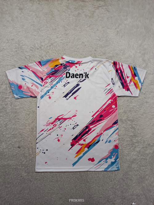 Jersey Lari Putih dengan Desain Splash Warna-warni - Gambar 2