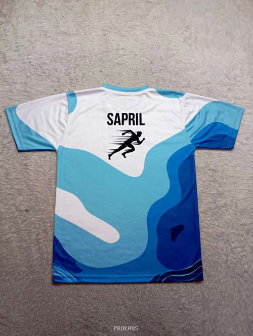 Jersey Lari 'Run For Your Life' dengan Desain Gelombang Biru - Gambar 2