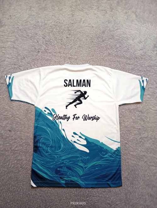 Jersey Lari Run For Your Life :  Putih, Biru, Navy - Gambar 2