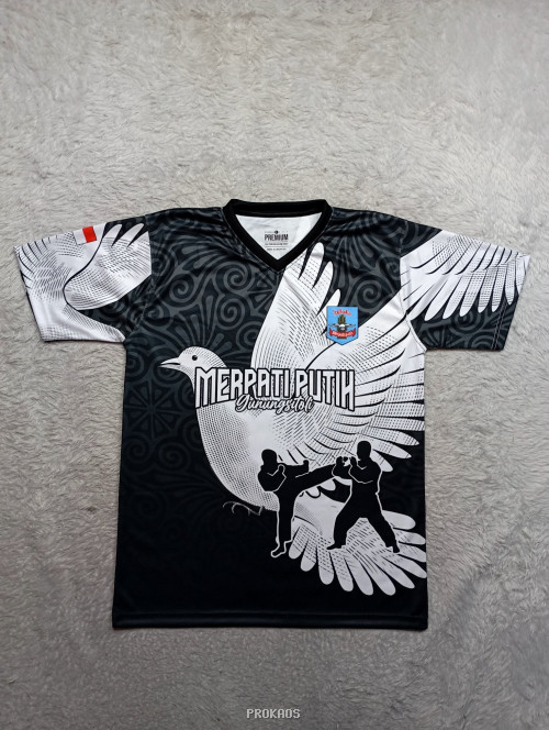 Jersey Merpati Putih dengan Desain Burung & Siluet Pesilat - Jersey Custom PROKAOS