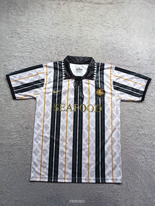 Jersey Sepak Bola Motif Garis Geometris : Putih, Hitam - Gambar 3