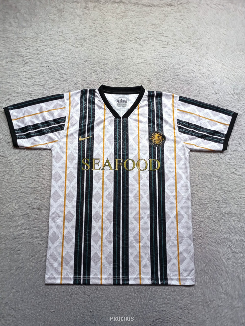 Jersey Sepak Bola Motif Garis Geometris : Putih, Hitam - Gambar 5