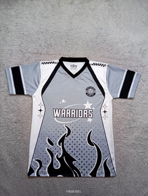 Jersey Olahraga Abu-abu dengan Desain Api & Bintang - Jersey Custom PROKAOS