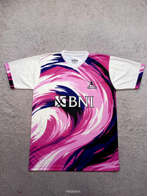 Jersey Olahraga Desain Gelombang : Putih, Pink, Navy - Jersey Custom PROKAOS