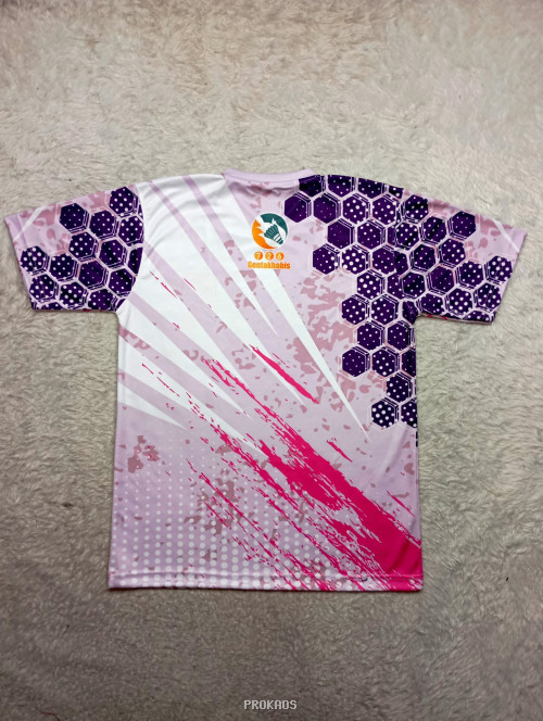 Jersey Olahraga Merah Muda dengan Motif Abstrak dan Garuda - Gambar 2