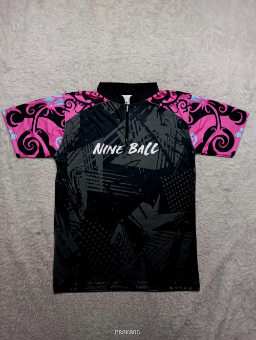 Jersey Olahraga Nine Ball: Hitam, Pink, dan Desain Abstrak - Jersey Custom PROKAOS