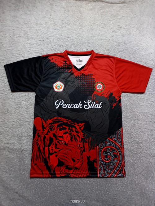 Jersey Pencak Silat: Desain Harimau Merah Hitam - Jersey Custom PROKAOS