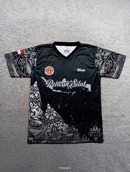 Jersey Pencak Silat Hitam dengan Motif Batik dan Peta Indonesia - Jersey Custom PROKAOS
