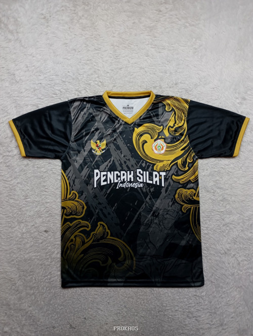 Jersey Pencak Silat Indonesia: Hitam dengan Ornamen Emas - Jersey Custom PROKAOS
