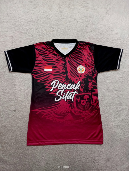 Jersey Pencak Silat Merah-Hitam dengan Desain Garuda - Jersey Custom PROKAOS