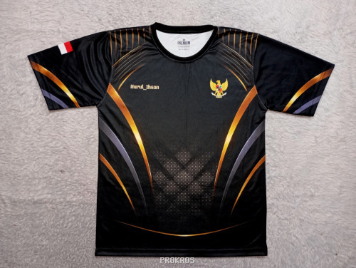 Jersey Pencak Silat Motif Emas : Hitam, Gold - Jersey Custom PROKAOS