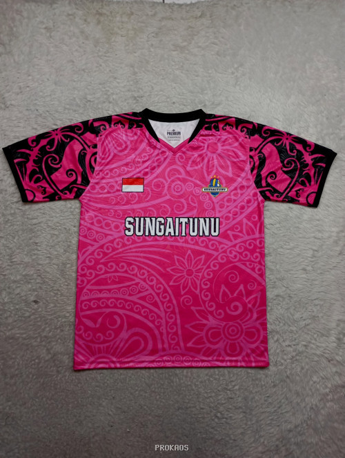 Jersey Voli Pink SUNGAITUNU dengan Motif Tribal dan Logo - Jersey Custom PROKAOS