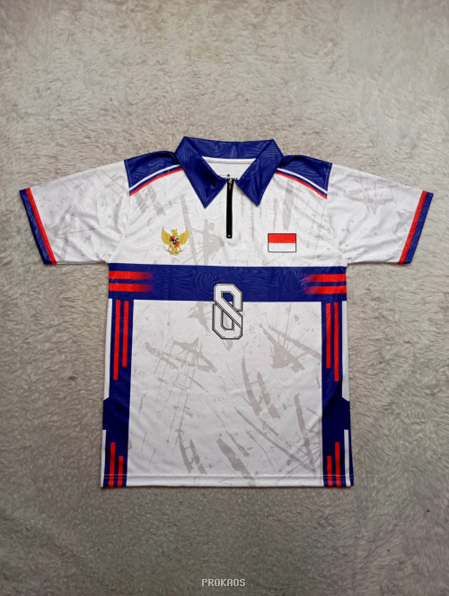 Jersey Polo Merah Putih: Garuda & Nomor 8 - Jersey Custom PROKAOS